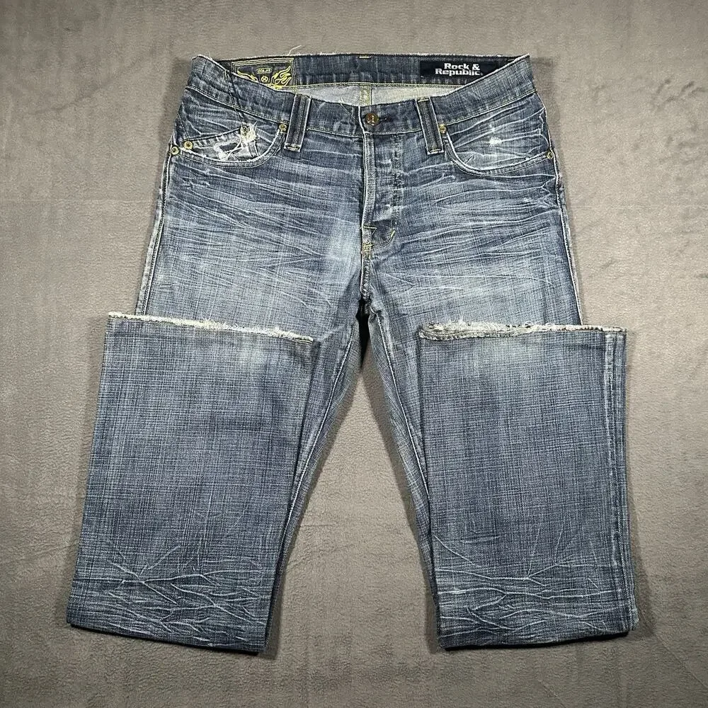 Y2K Rock and Republic Men’s Jeans Size 33x31 Blue Denim Made In USA